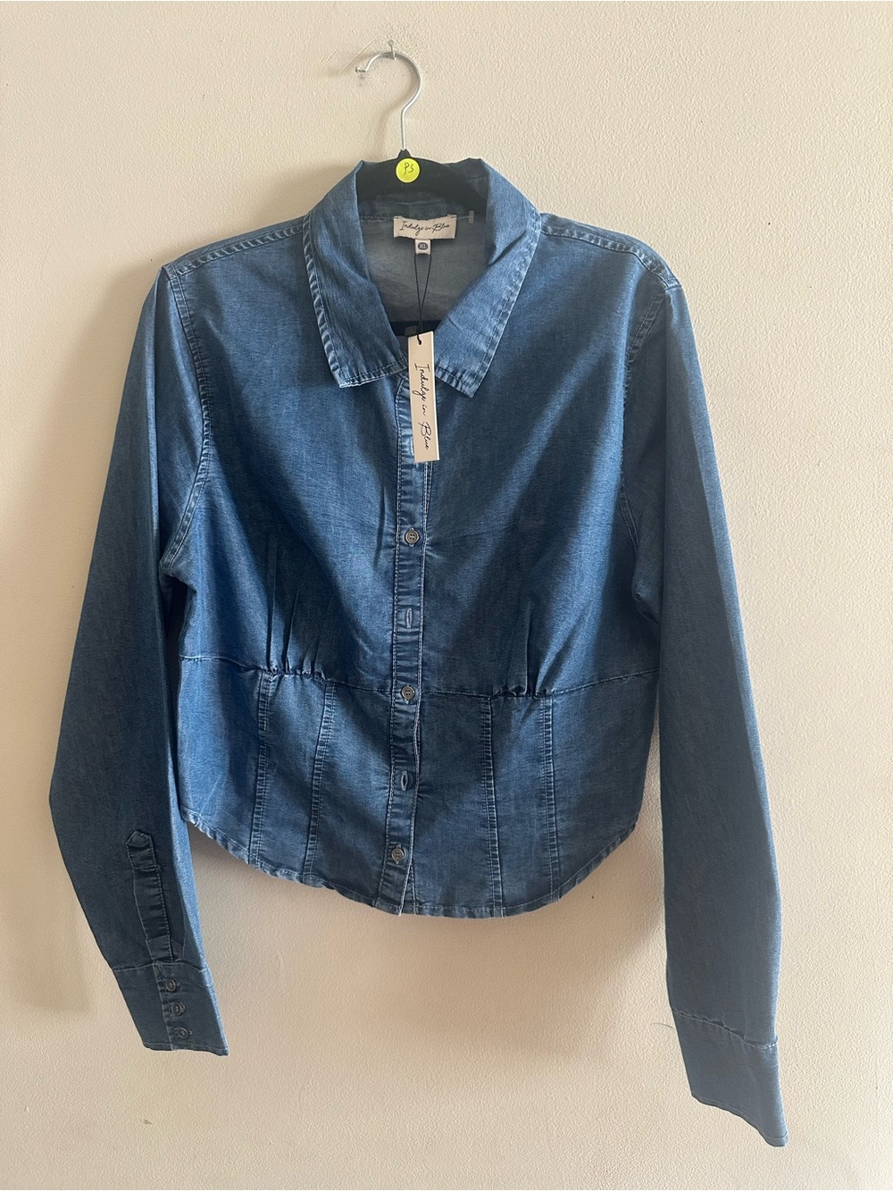 ✨Indigo Blue Classic Denim Crop Shirt Size XL NWT